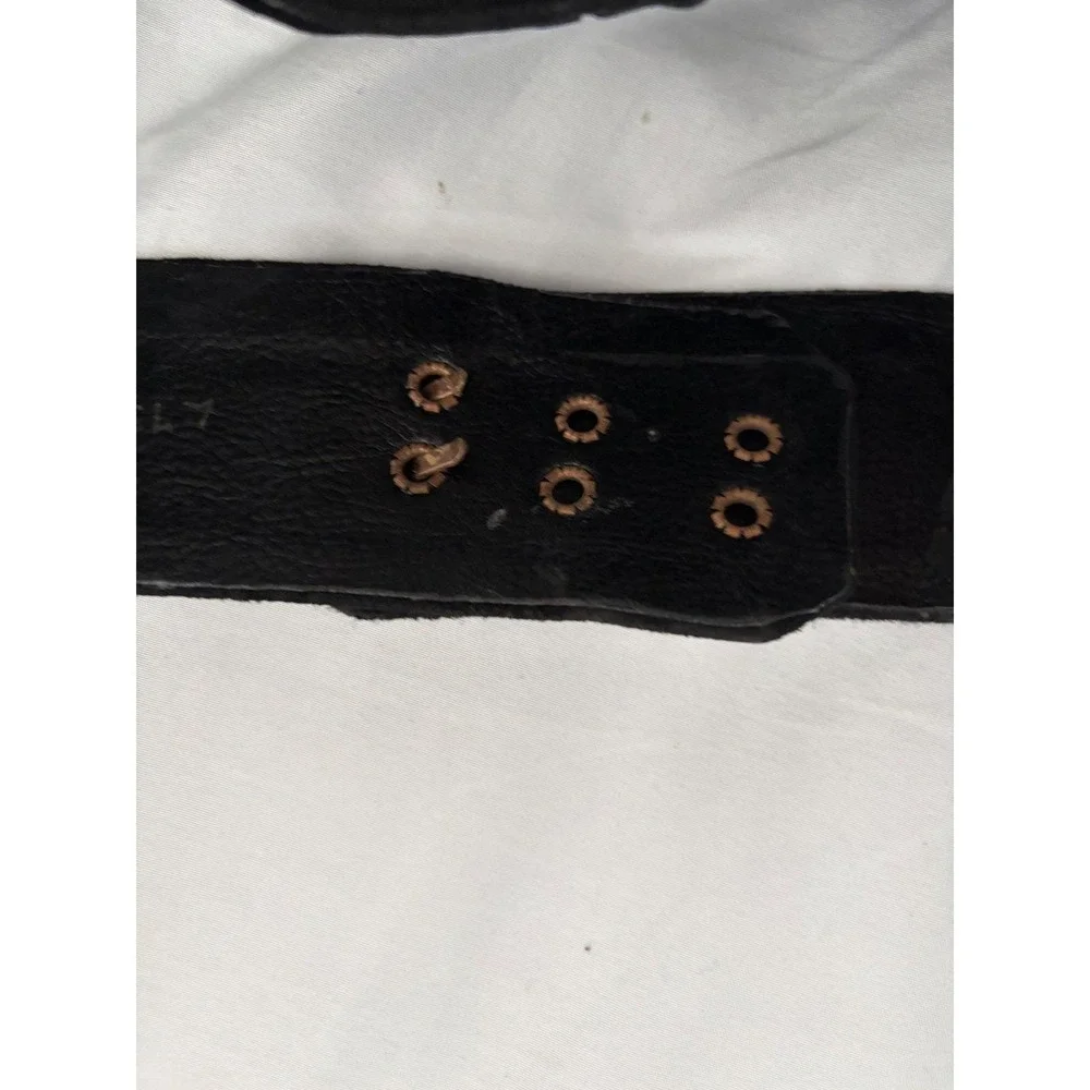 Vintage 1992 Nina Arjani Leatherock Black Gold Animal‎ Print Wide Waist Belt L